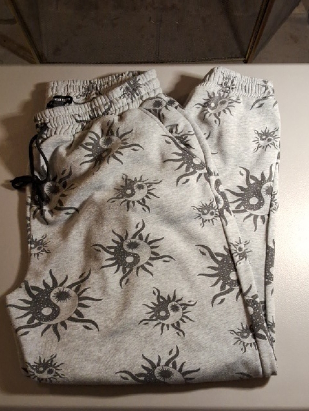 Streetwear Society Gray Sun & Yin Yang Print Track Joggers
